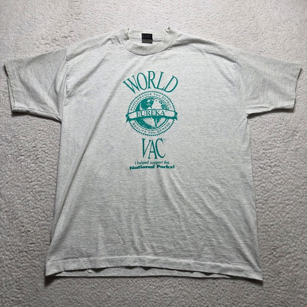 VTG 90s Eureka VAC T Shirt Mens Large Gray National Parks Graphic Cotton